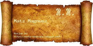 Matz Magnusz névjegykártya